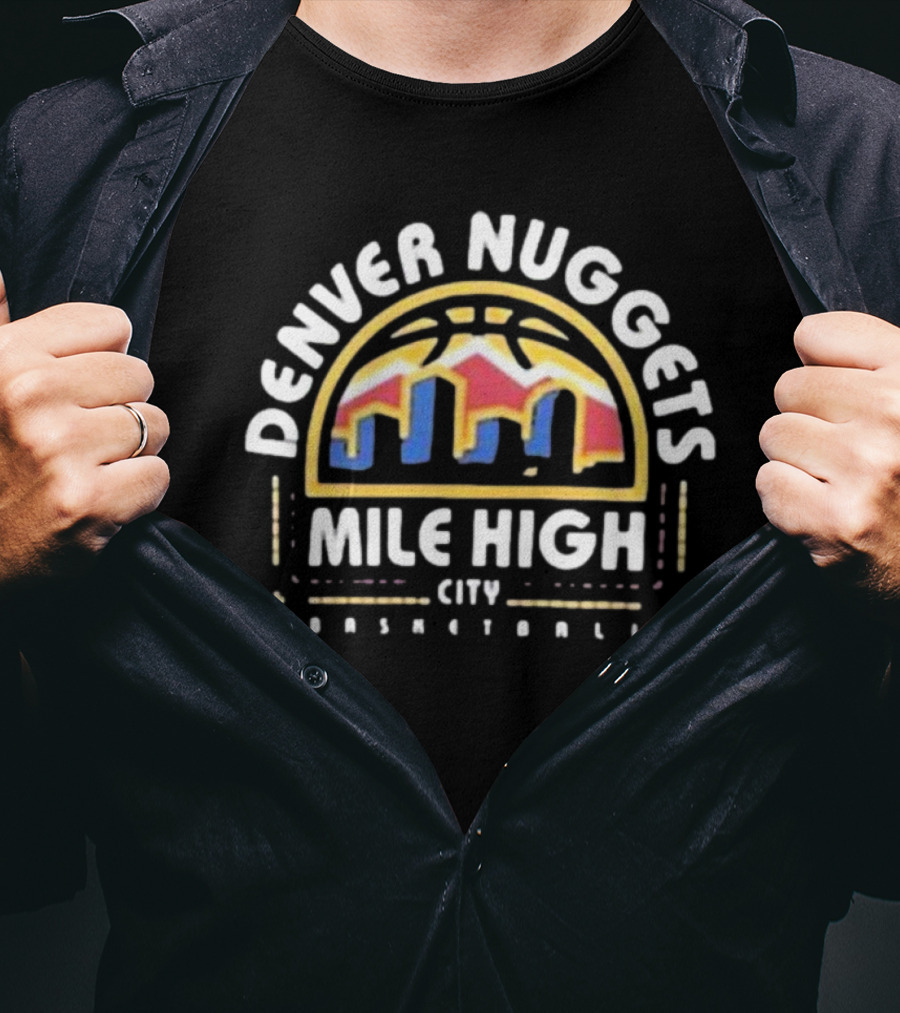 Denver Nuggets Mile High City Basketball Skyline T-Shirt