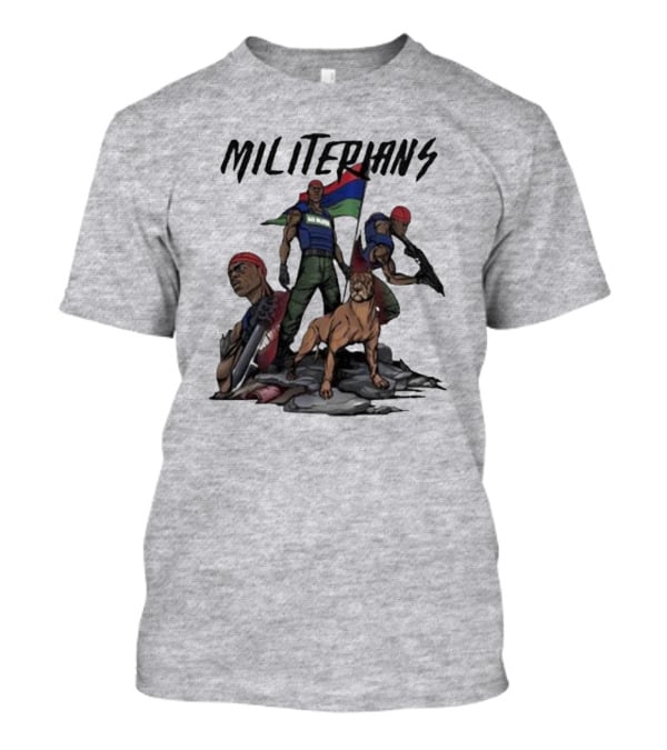 J Hus Merch Militerians Militant Style With Red Bandanas And Guard Dog T-Shirt