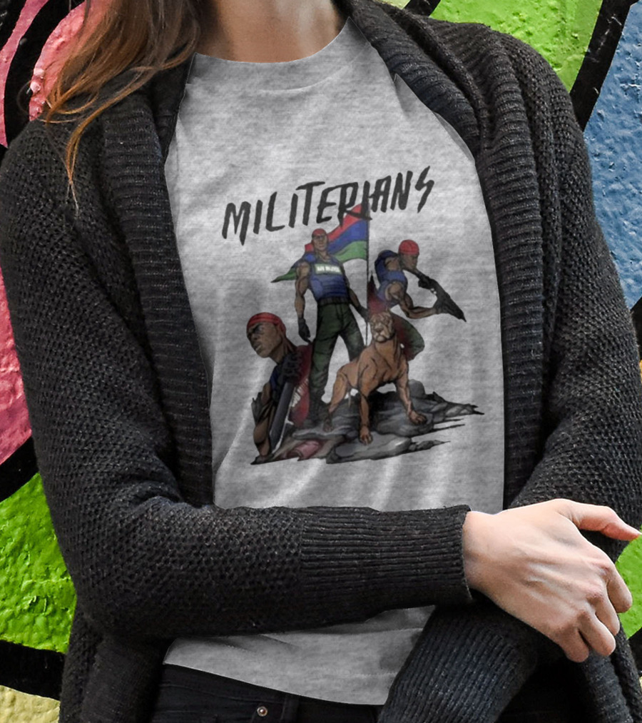 J Hus Merch Militerians Militant Style With Red Bandanas And Guard Dog T-Shirt