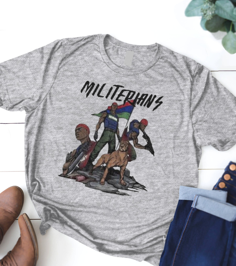 J Hus Merch Militerians Militant Style With Red Bandanas And Guard Dog T-Shirt