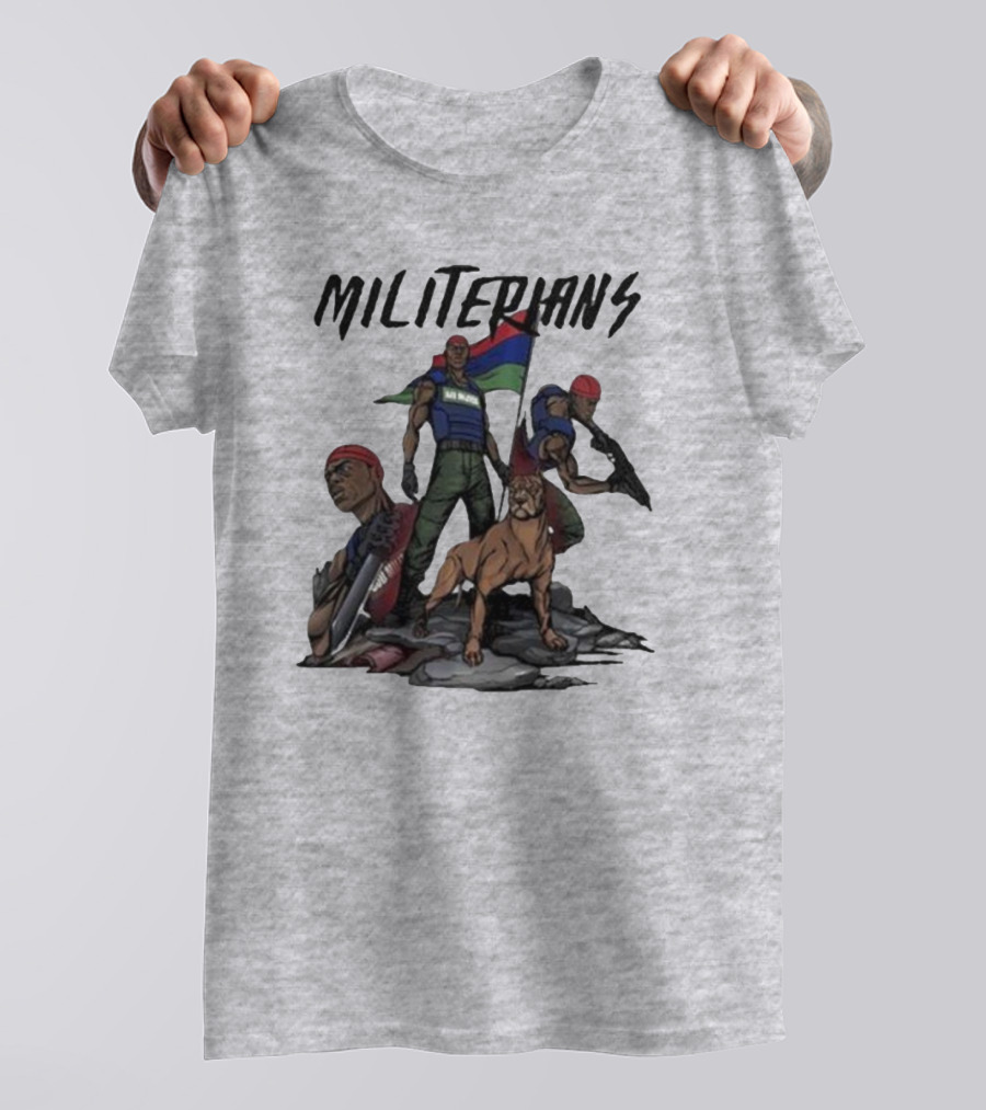 J Hus Merch Militerians Militant Style With Red Bandanas And Guard Dog T-Shirt