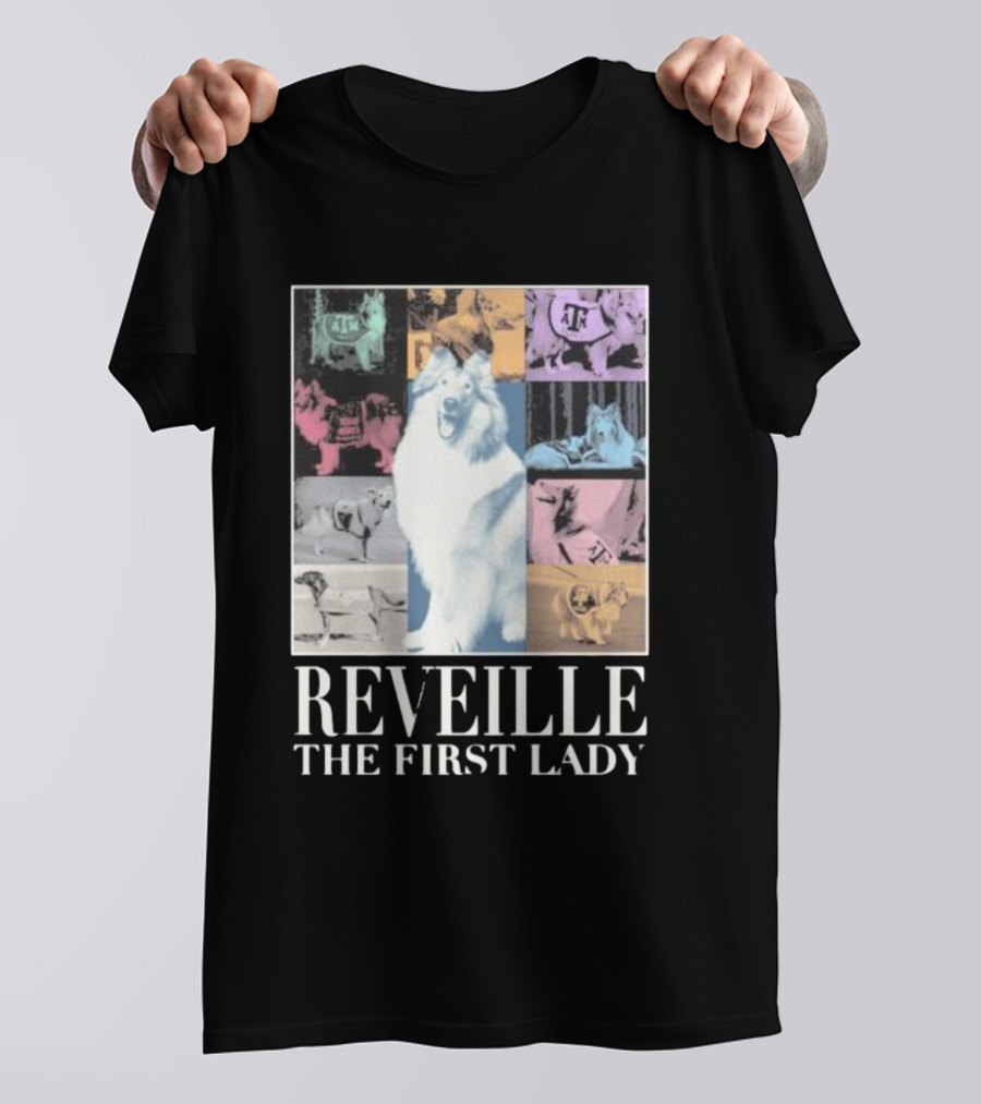 Reveille The First Lady Texas A&M Colorful Collage T-Shirt