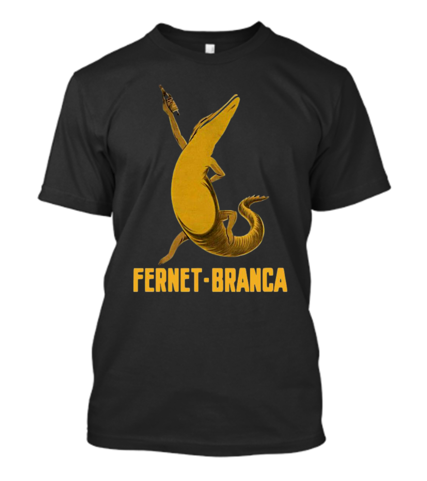 Fernet Branca Crocodile Holding Bottle Iconic Beverage T-Shirt