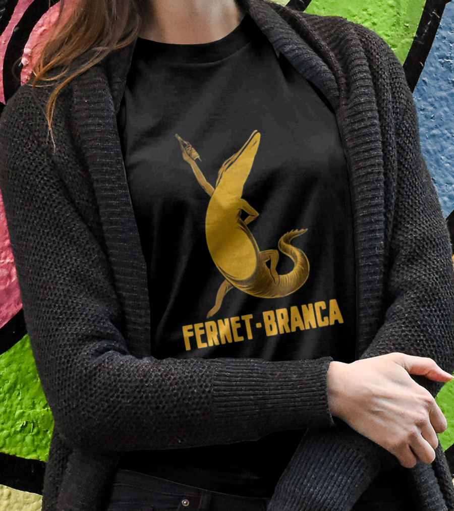 Fernet Branca Crocodile Holding Bottle Iconic Beverage T-Shirt