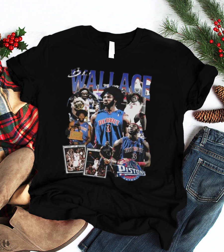 Ben Wallace Detroit Pistons Basketball Legends Collage T-Shirt