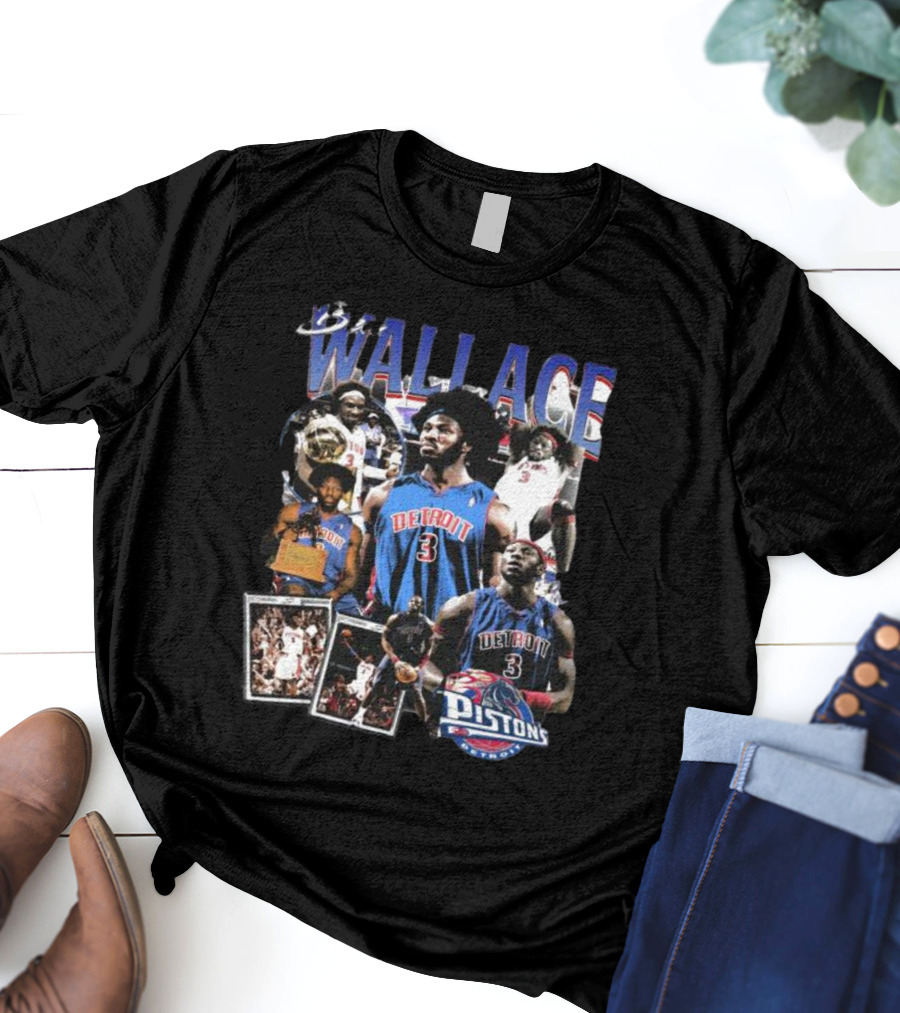 Ben Wallace Detroit Pistons Basketball Legends Collage T-Shirt