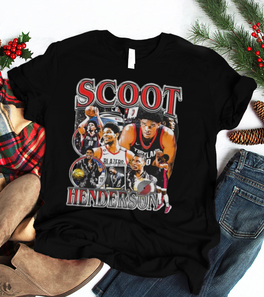 Scoot Henderson Portland Trail Blazers NBA Basketball Montage T-Shirt