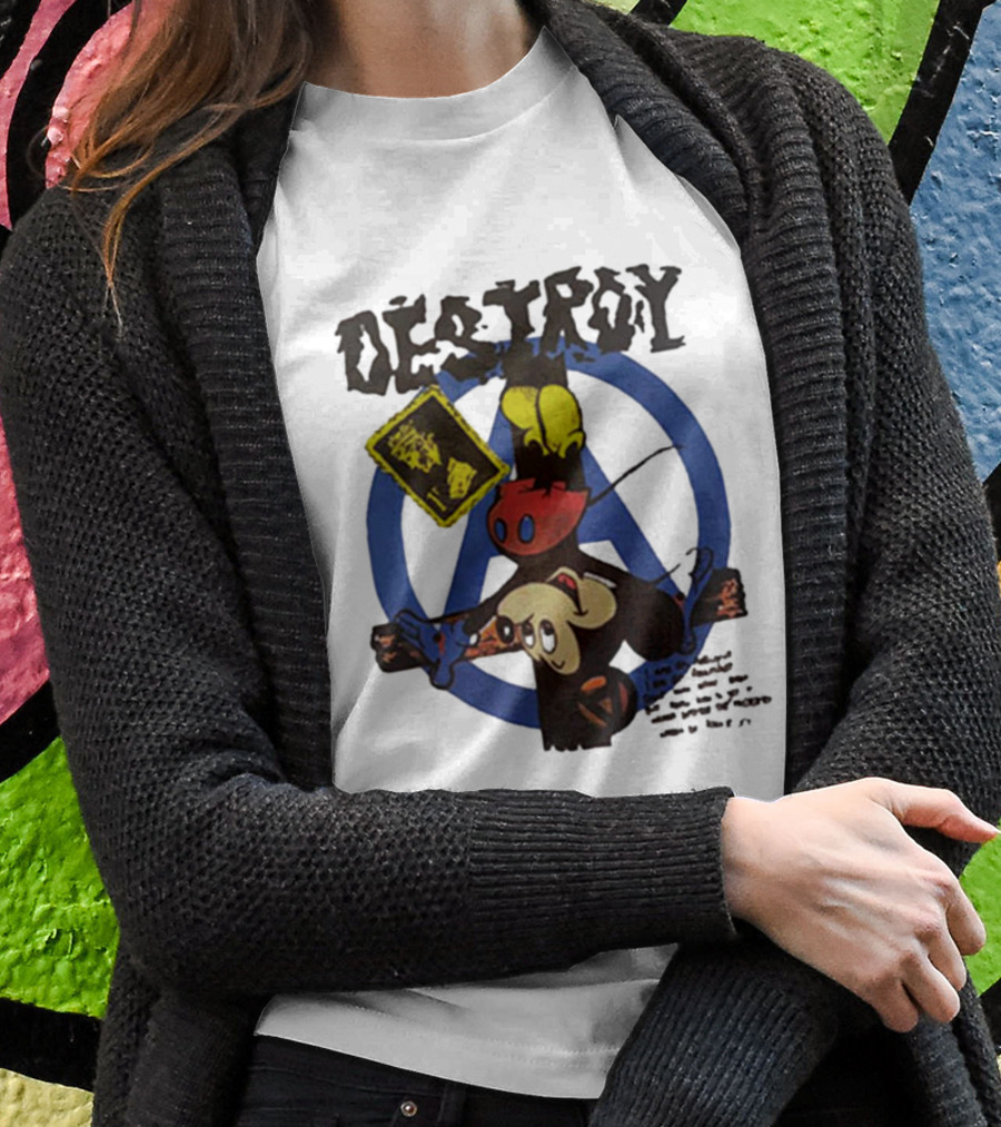 Destroy Crucified Mickey Mouse With Anarchy Symbol Seditionaries T-Shirt