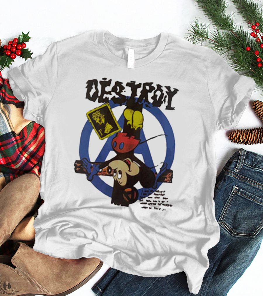 Destroy Crucified Mickey Mouse With Anarchy Symbol Seditionaries T-Shirt
