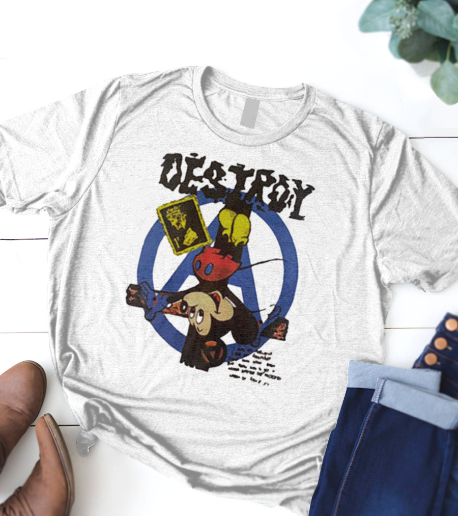 Destroy Crucified Mickey Mouse With Anarchy Symbol Seditionaries T-Shirt