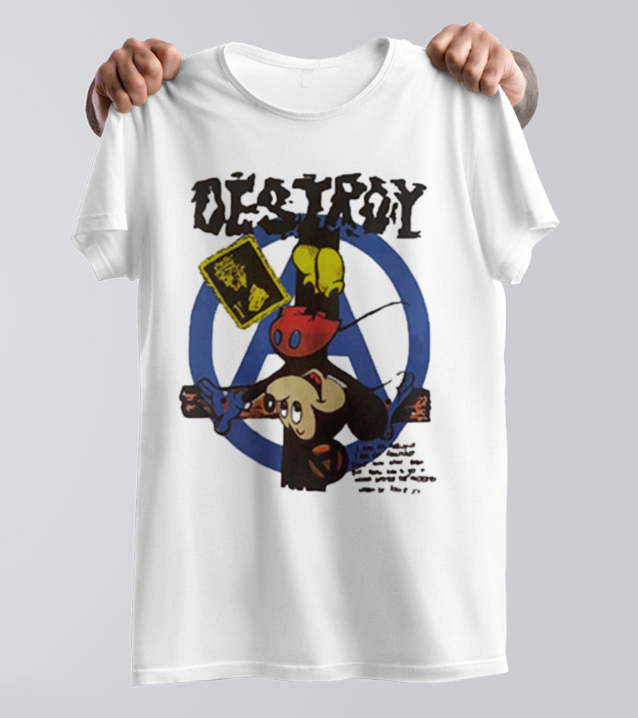 Destroy Crucified Mickey Mouse With Anarchy Symbol Seditionaries T-Shirt