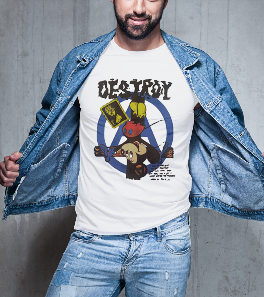 Destroy Crucified Mickey Mouse With Anarchy Symbol Seditionaries T-Shirt