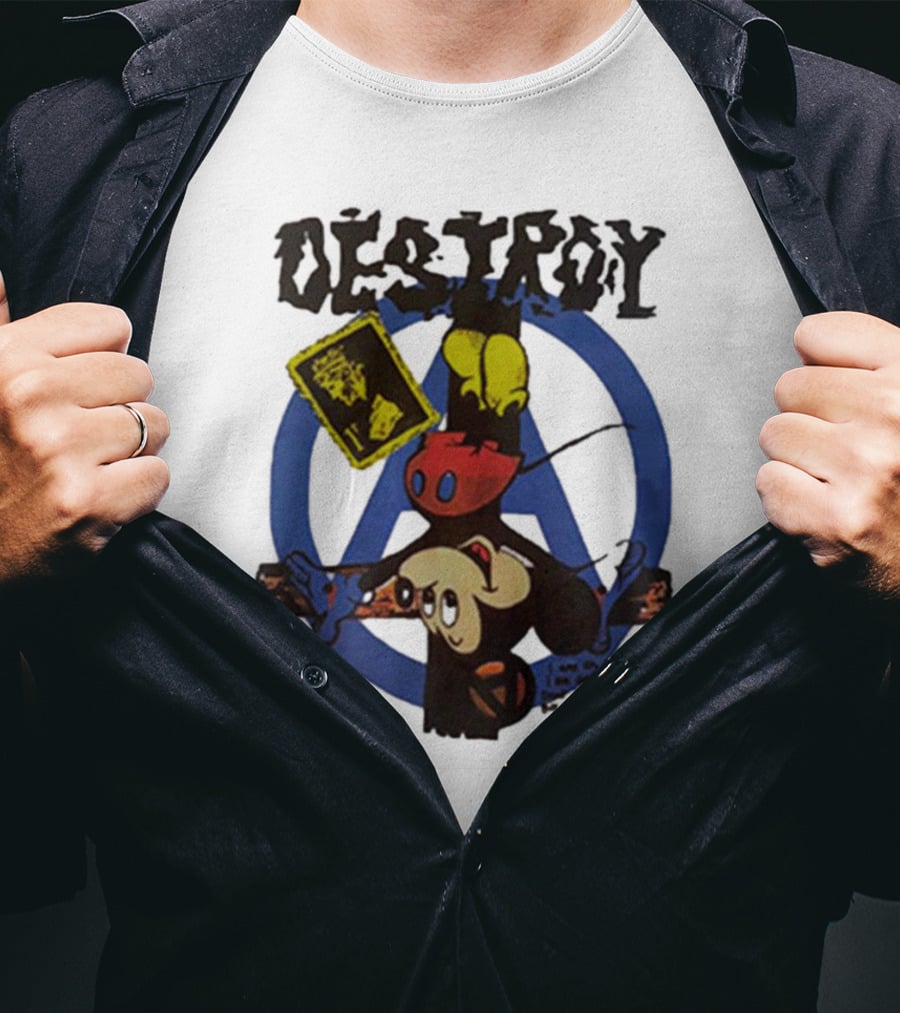 Destroy Crucified Mickey Mouse With Anarchy Symbol Seditionaries T-Shirt