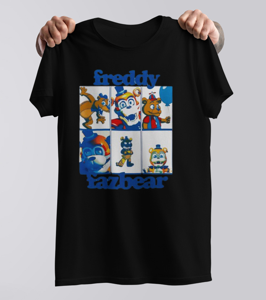 Freddy Fazbear Animated Comic Style Grid Boyfriend Fit Girls T-Shirt