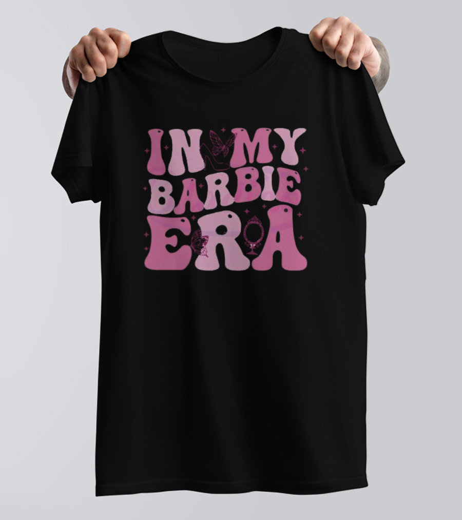 In My Barbie Era Butterfly Mirror Pink Letters T-Shirt