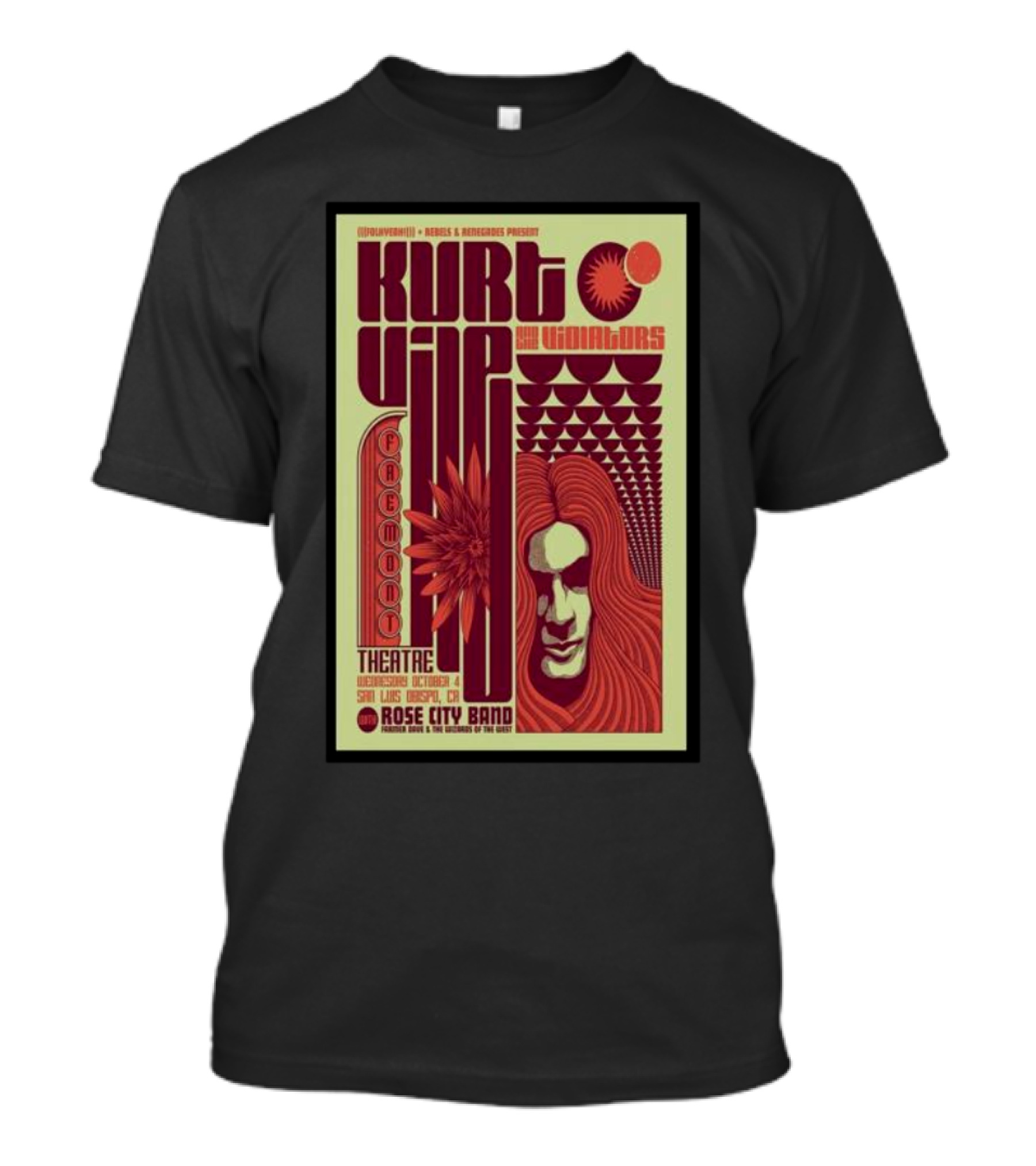 Kurt Vile And The Violators San Luis Obispo Fremont Theatre Rose City Band T-Shirt