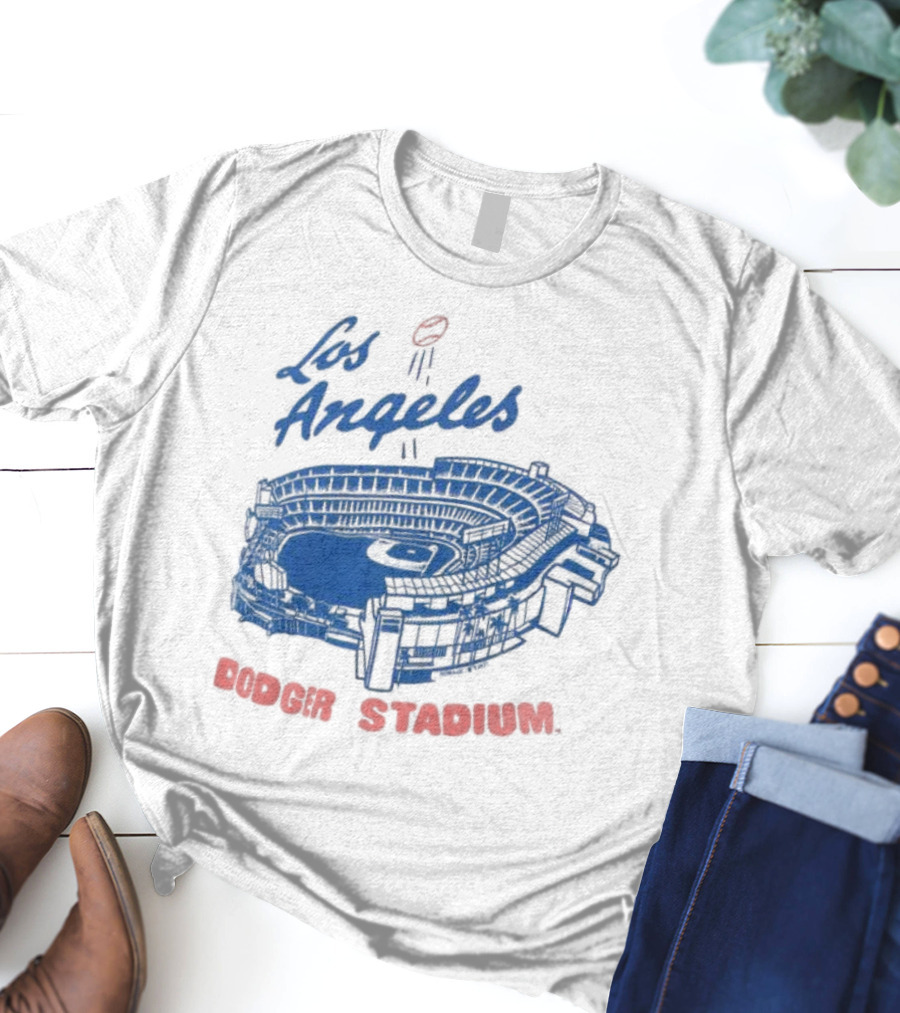 Los Angeles Dodger Stadium Homage Tri-Blend Gray T-Shirt