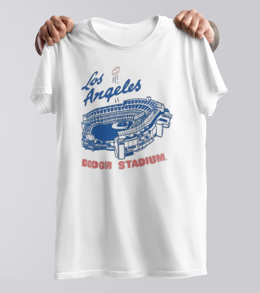 Los Angeles Dodger Stadium Homage Tri-Blend Gray T-Shirt