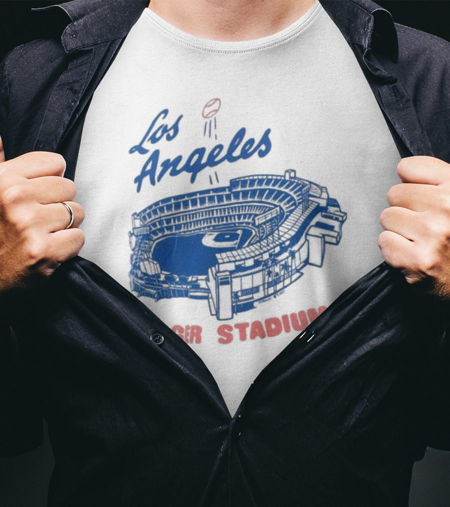 Los Angeles Dodger Stadium Homage Tri-Blend Gray T-Shirt