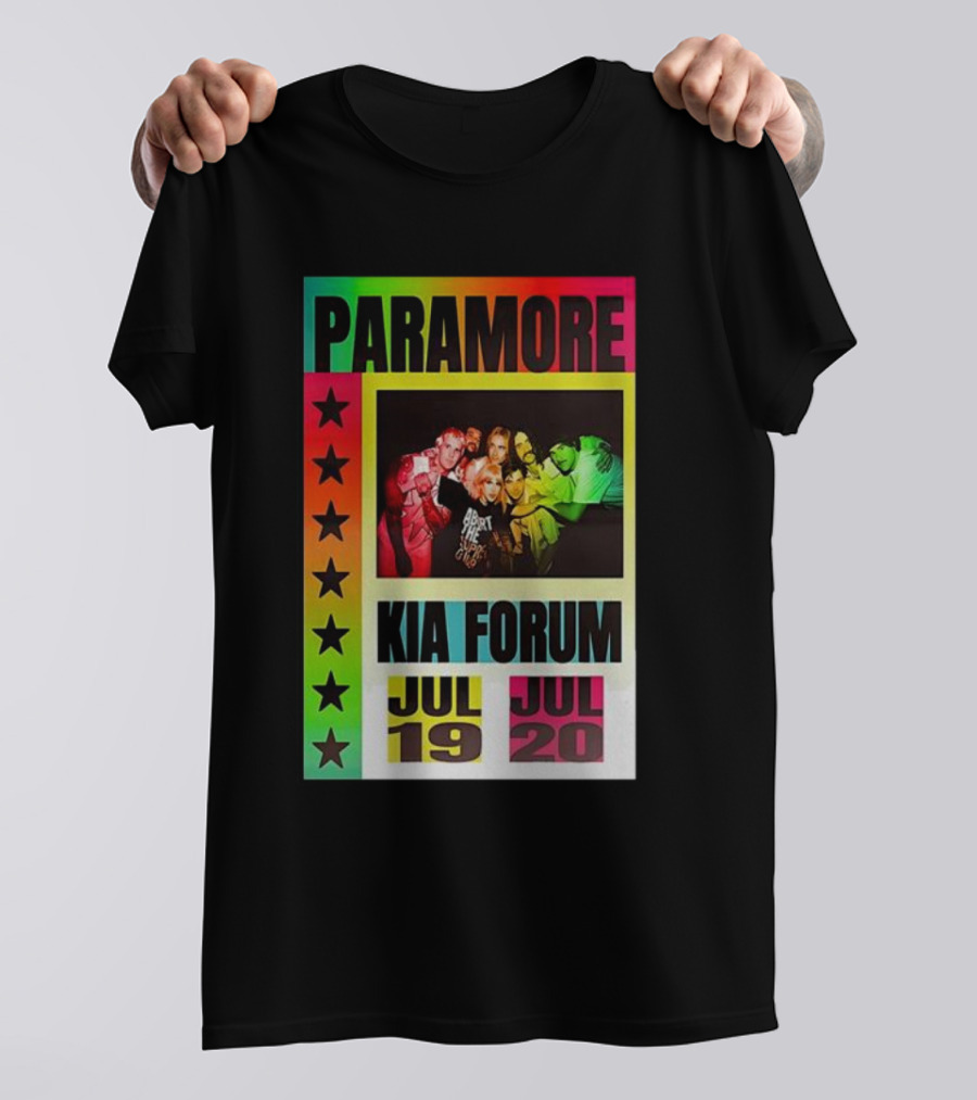 Paramore Kia Forum July 19 20 Starburst Neon Group T-Shirt
