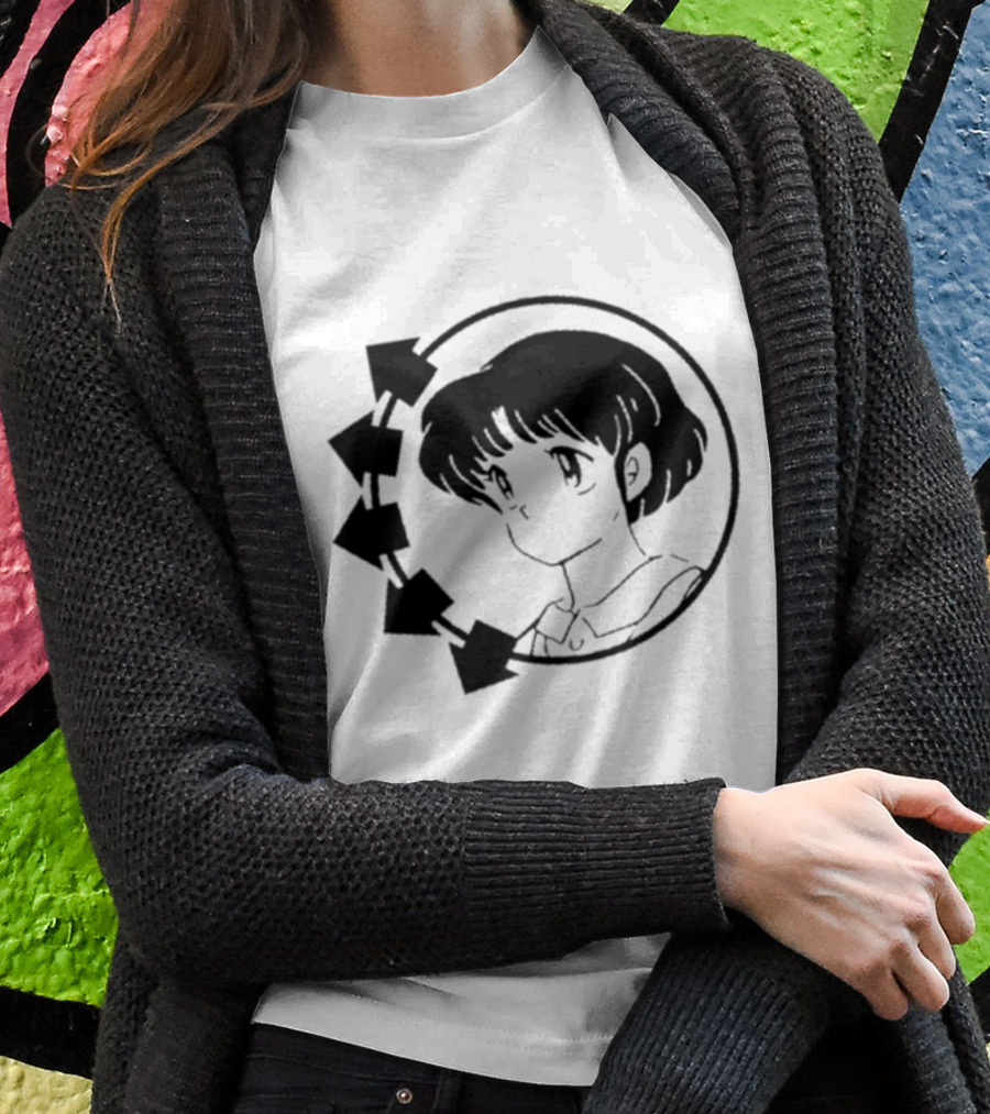 Blink-182 Smiley Akane Tendo Anime Girl Icon In Circle With Arrows T-Shirt