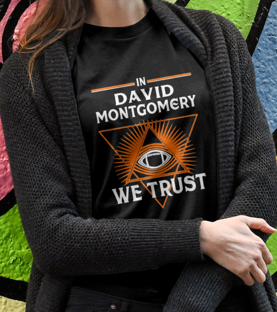 In David Montgomery We Trust Chicago Football Fan Triangle Eye T-Shirt