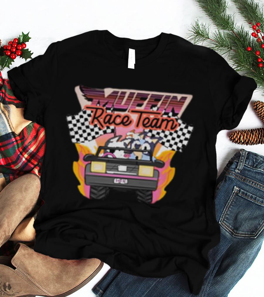 Muffin Race Team Checkered Flag Car Racing Adventure T-Shirt