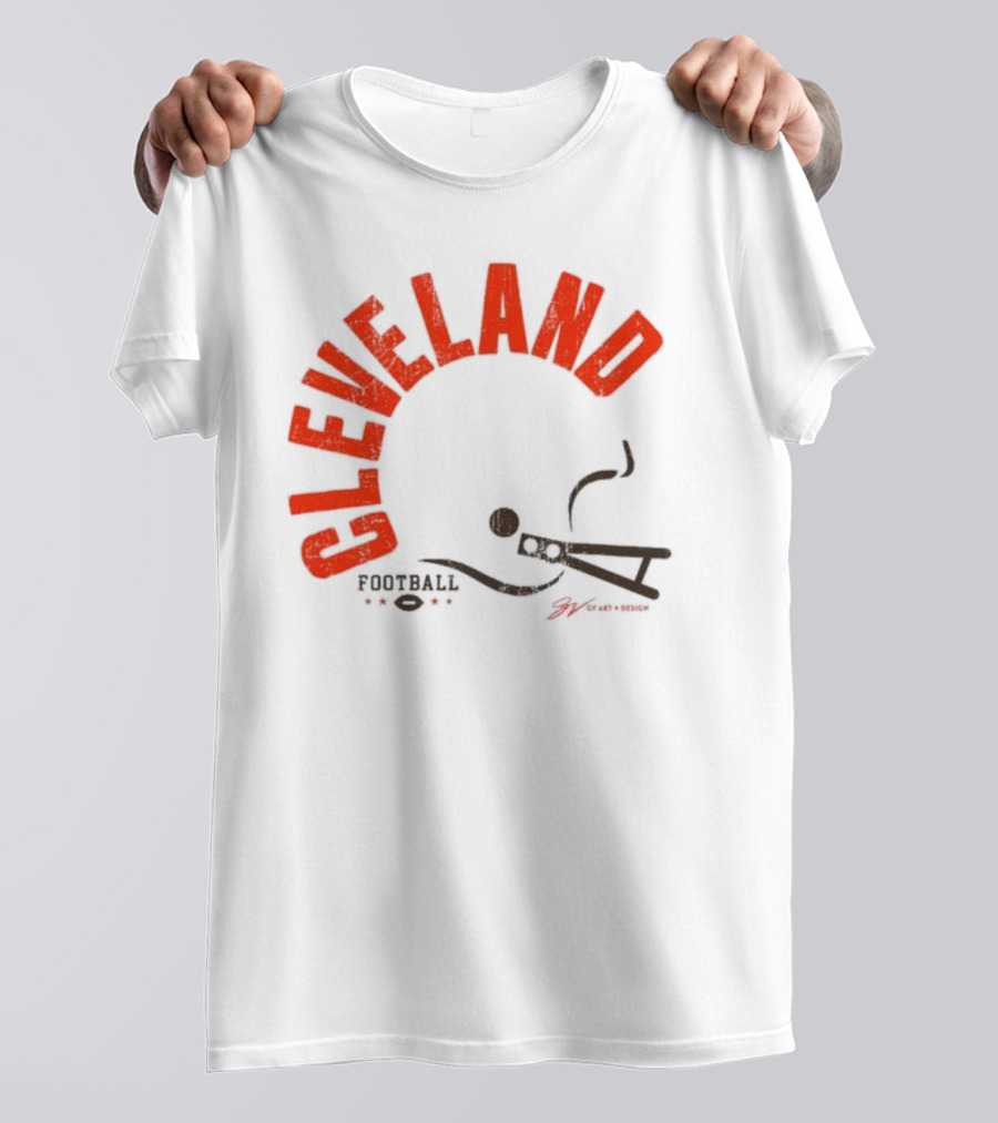 Cleveland Football Helmet Bold Type T-Shirt