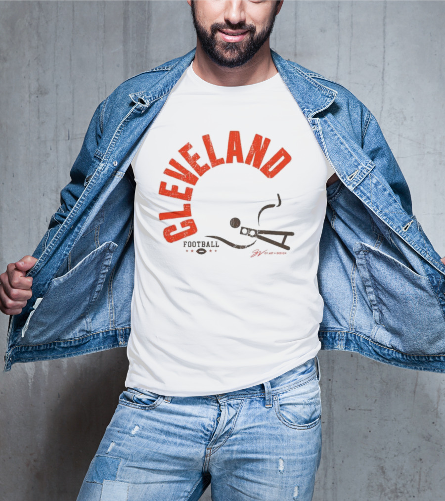 Cleveland Football Helmet Bold Type T-Shirt