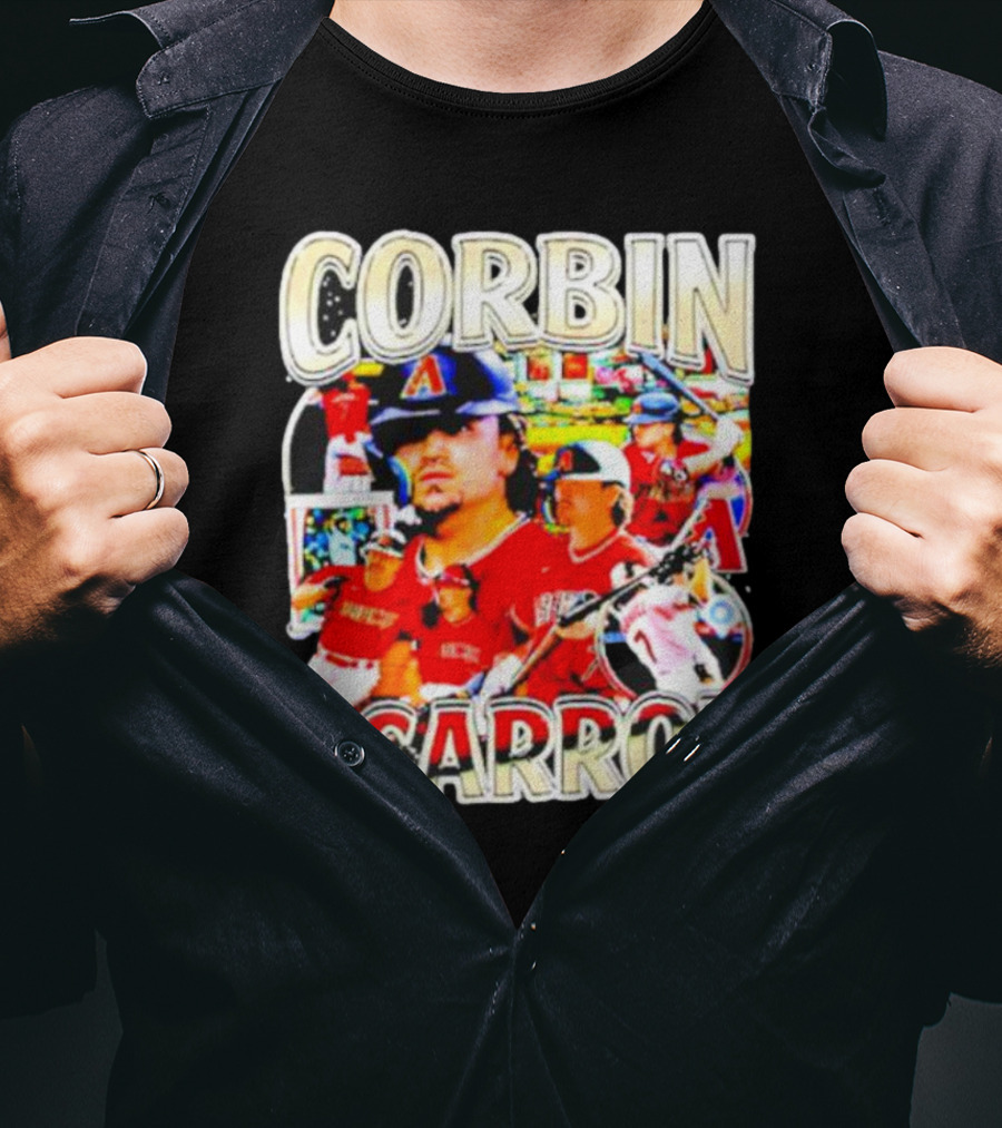 CORBIN CARROL BASEBALL VINTAGE PLAYER ACTION COLLAGE T-Shirt