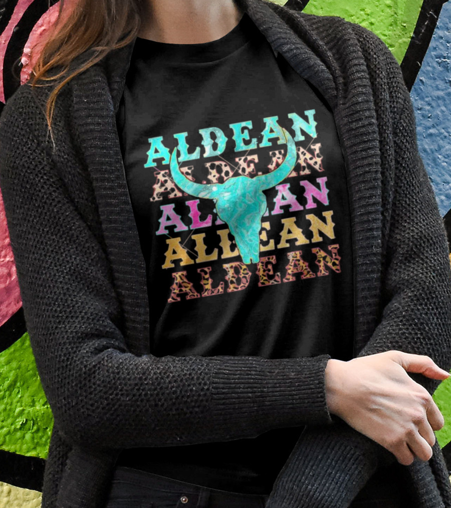 Aldean Bullhorn Leopard Skull Colorful Cowhide T-Shirt