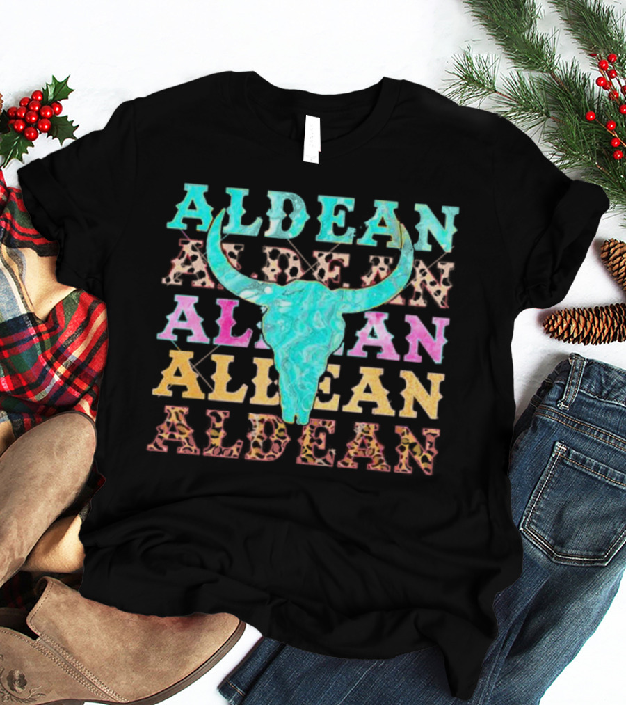 Aldean Bullhorn Leopard Skull Colorful Cowhide T-Shirt
