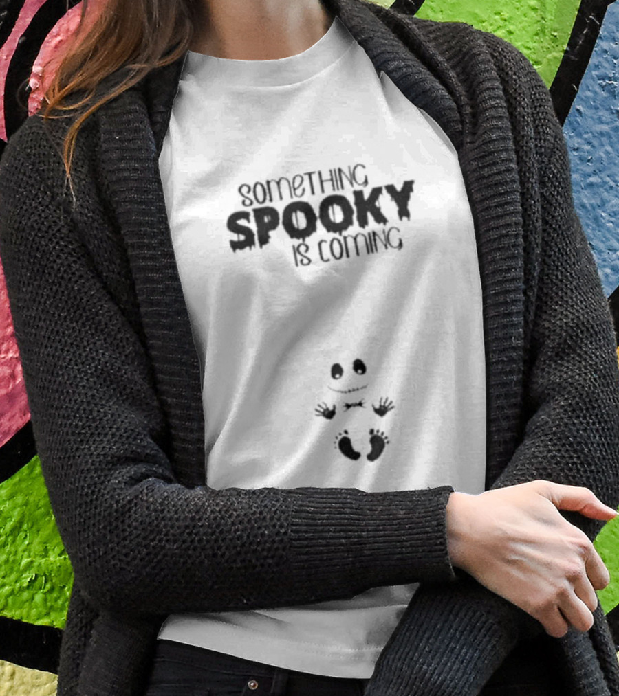 Something Spooky Is Coming Jack Skellington Nightmare Christmas Pregnancy Reveal T-Shirt