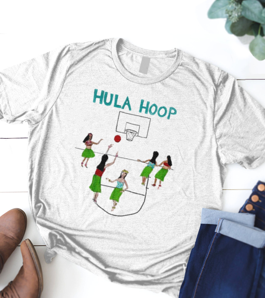 Hula Hoop Basketball Hula Dancers Court Scene T-Shirt