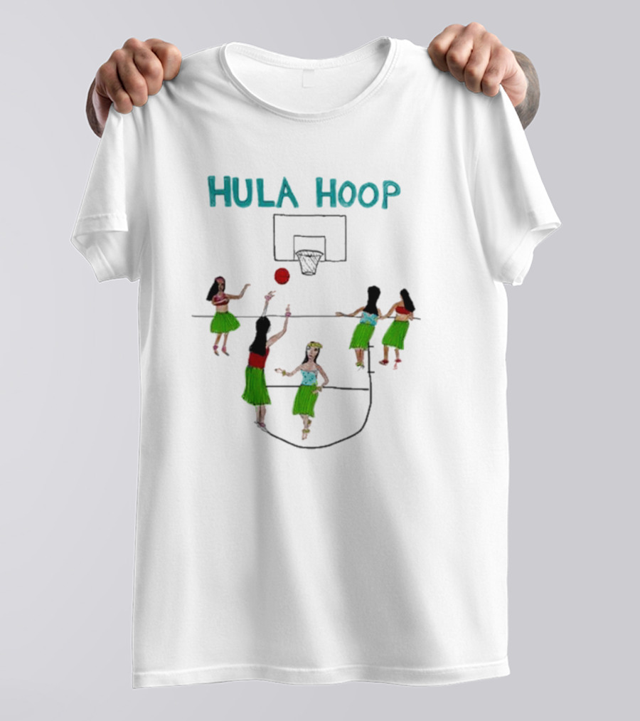 Hula Hoop Basketball Hula Dancers Court Scene T-Shirt