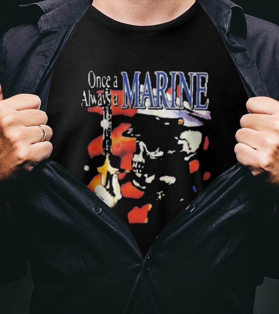 Once A Marine Always A Marine Skeleton With Rifle T-Shirt
