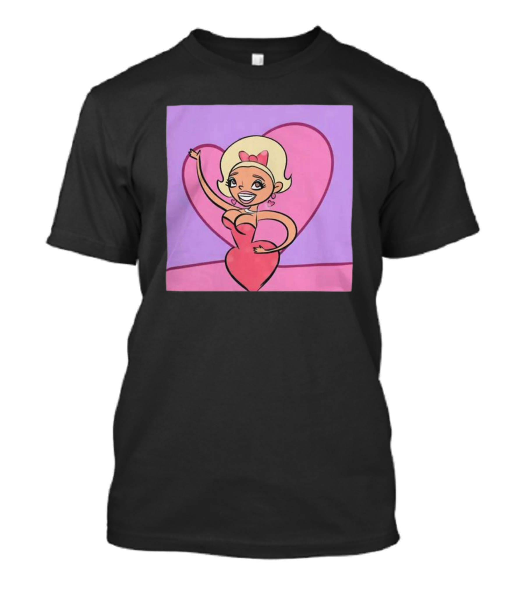 Jaymes Mansfield Cartoon Heart Outfit Pink Background T-Shirt