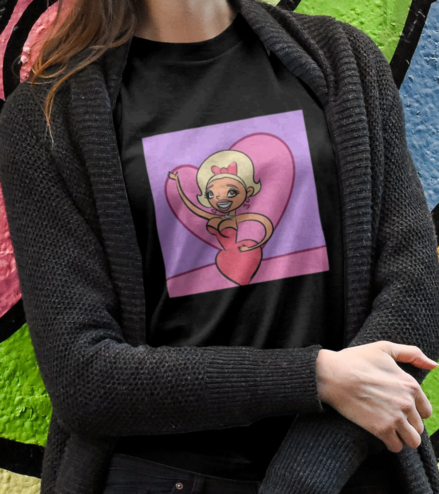 Jaymes Mansfield Cartoon Heart Outfit Pink Background T-Shirt