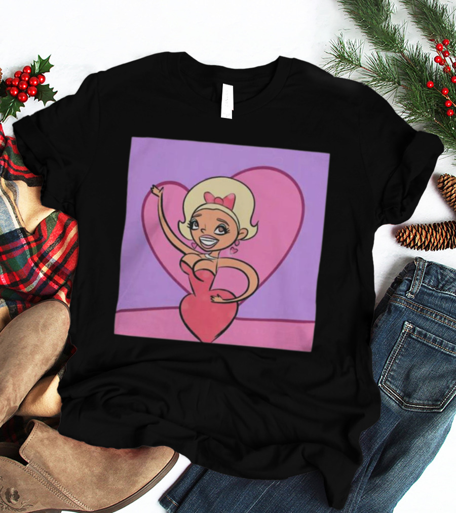 Jaymes Mansfield Cartoon Heart Outfit Pink Background T-Shirt