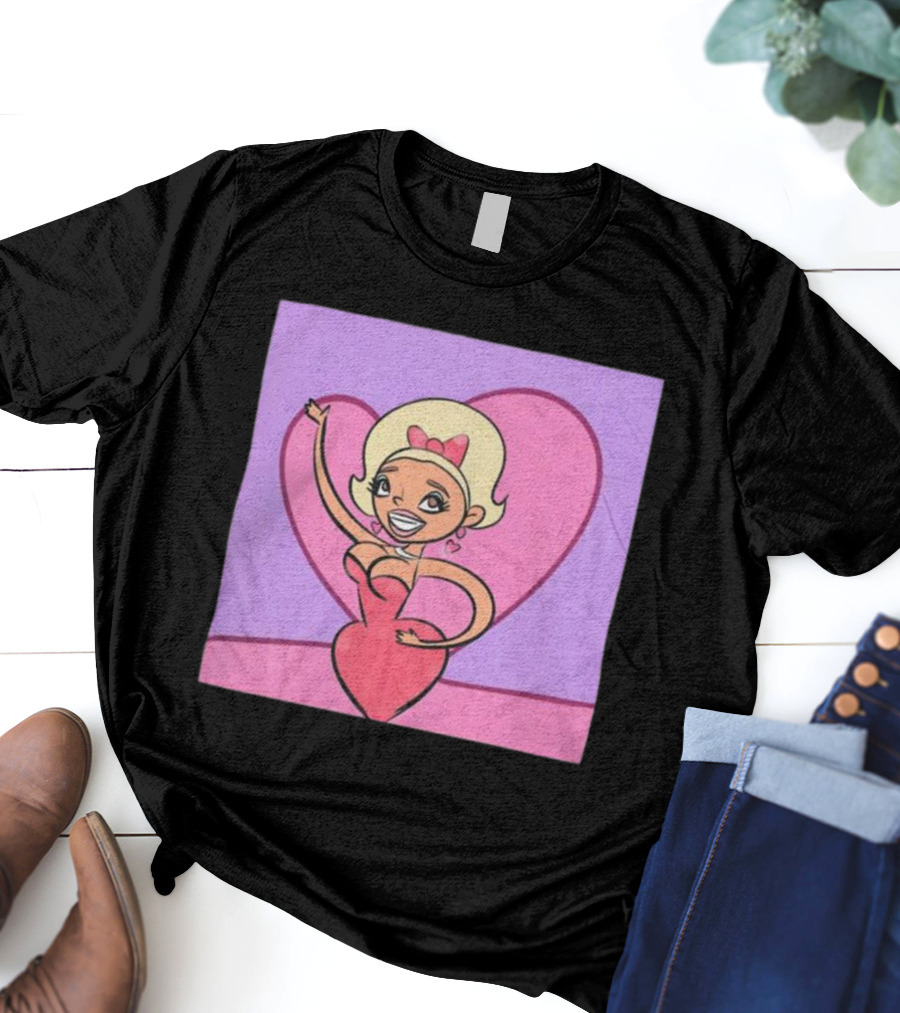 Jaymes Mansfield Cartoon Heart Outfit Pink Background T-Shirt