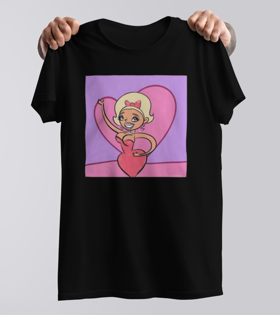 Jaymes Mansfield Cartoon Heart Outfit Pink Background T-Shirt