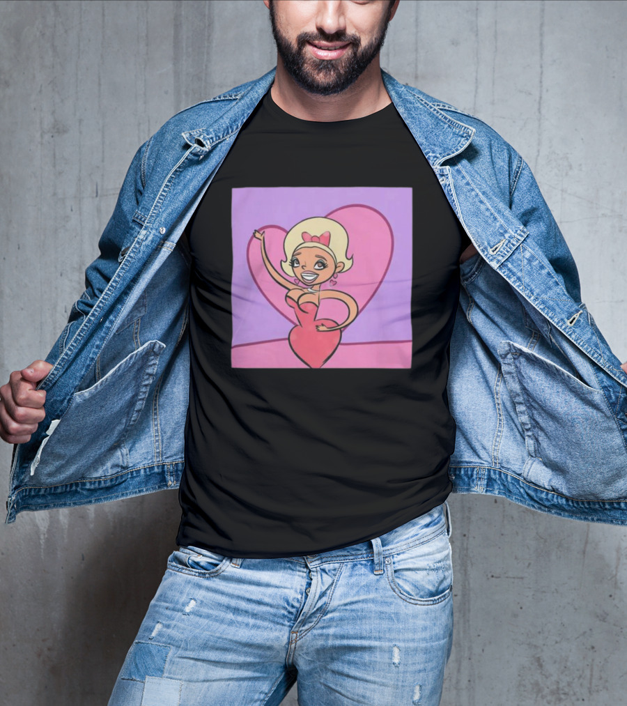 Jaymes Mansfield Cartoon Heart Outfit Pink Background T-Shirt