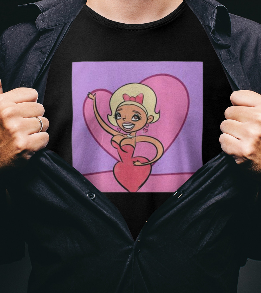 Jaymes Mansfield Cartoon Heart Outfit Pink Background T-Shirt