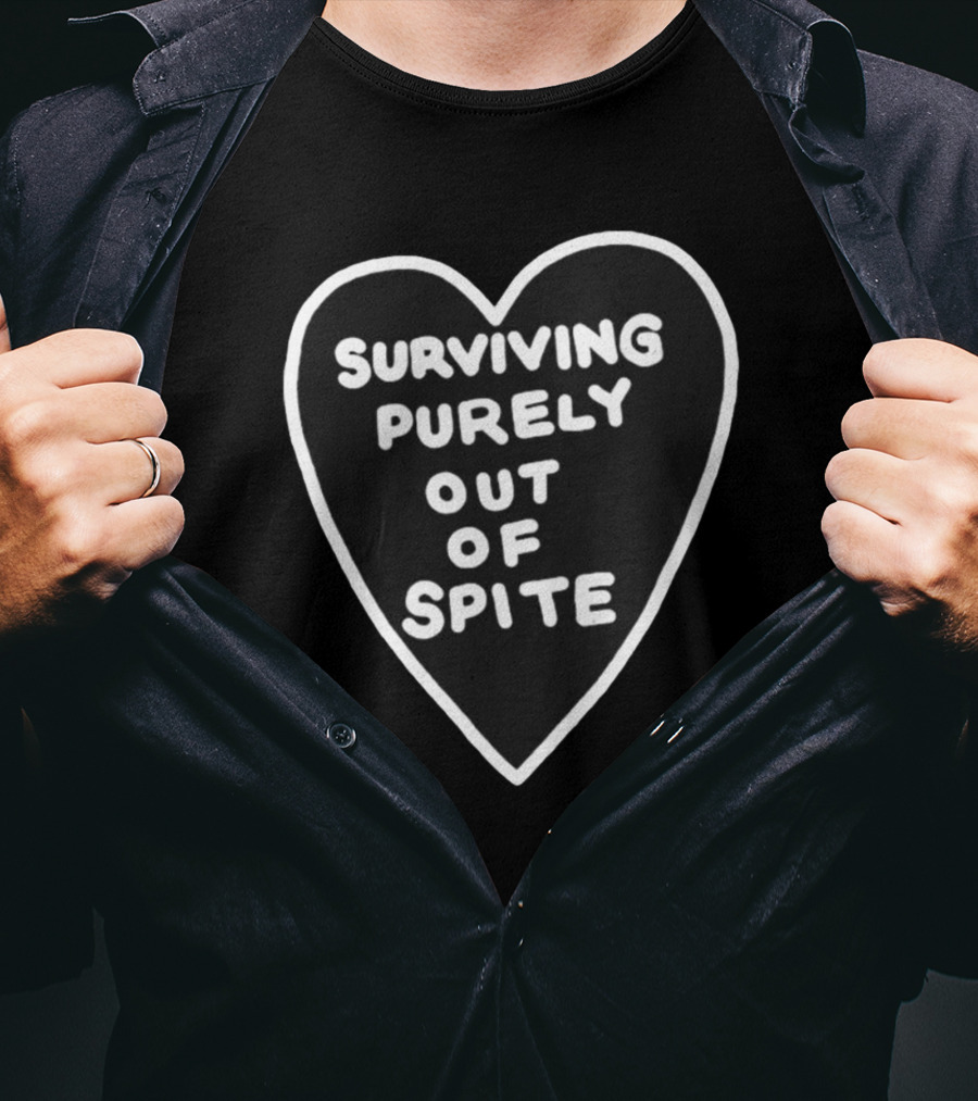 Surviving Purely Out Of Spite Heart Motif T-Shirt