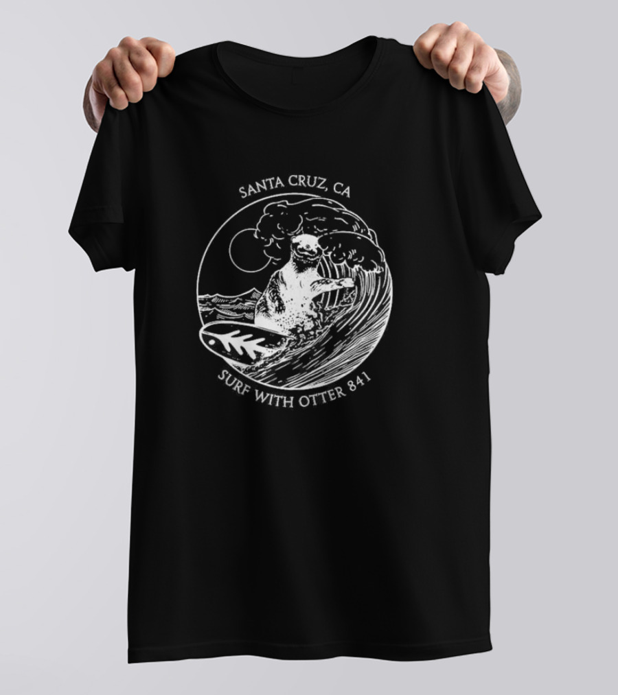 Santa Cruz CA Surf With Otter 841 Vintage Wave Crest T-Shirt