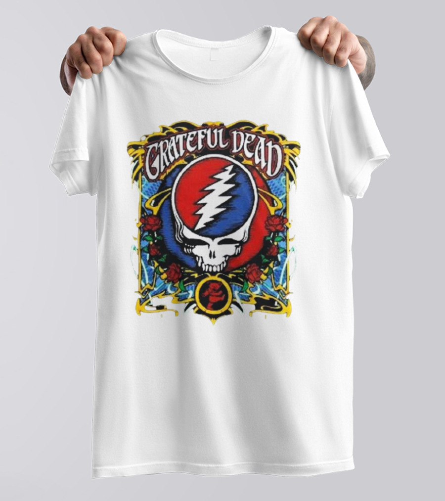 Grateful Dead Steal Your Face Skull With Roses And Lightning Bolt T-Shirt