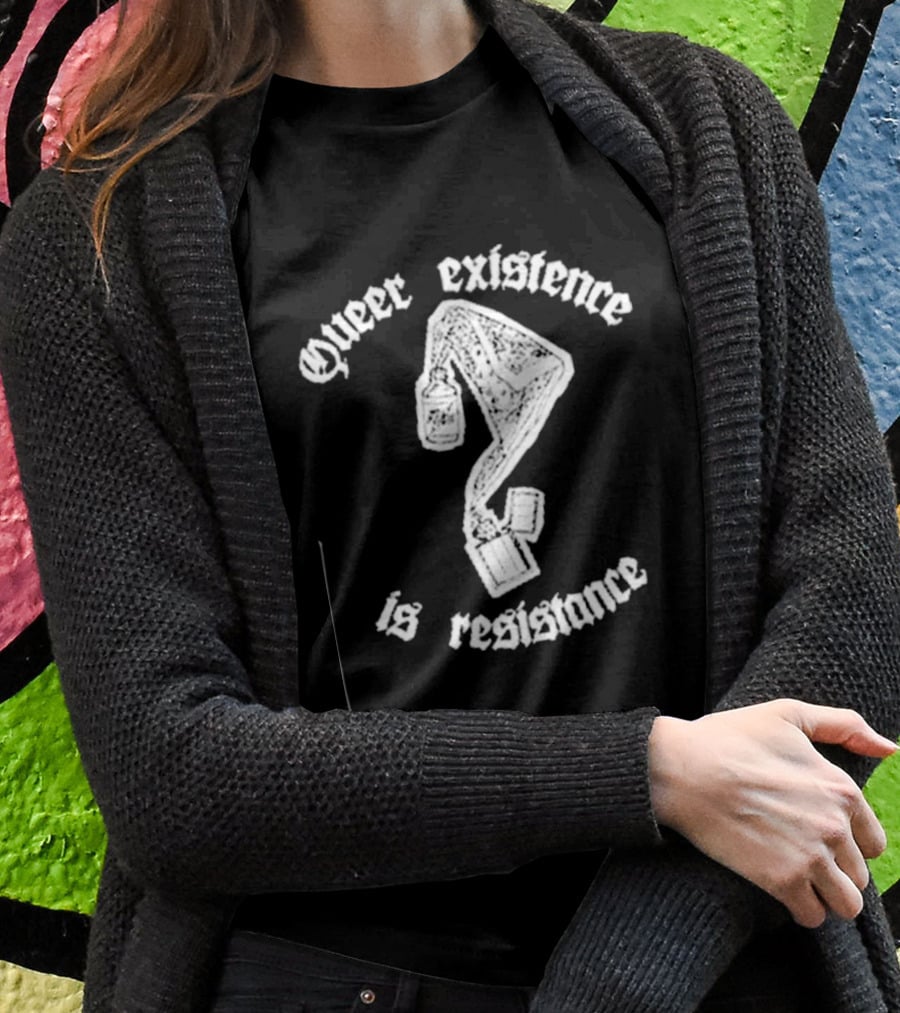 Queer Existence Is Resistance Question Mark Graffiti T-Shirt