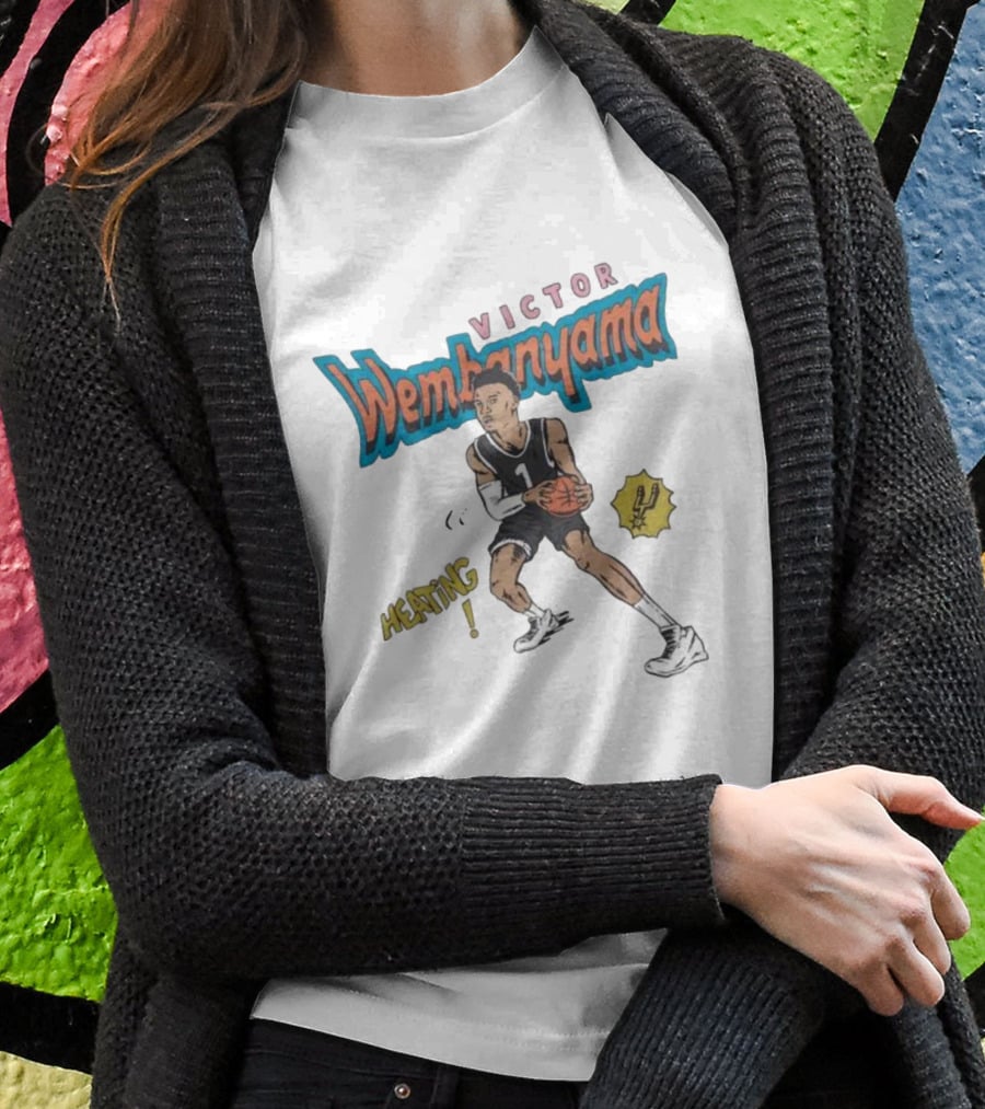 San Antonio Spurs Comic Book Victor Wembanyama Heating Basketball Player T-Shirt