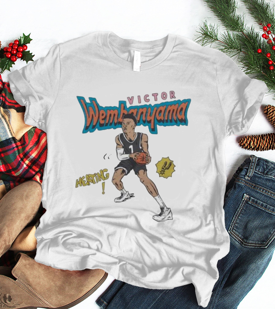 San Antonio Spurs Comic Book Victor Wembanyama Heating Basketball Player T-Shirt