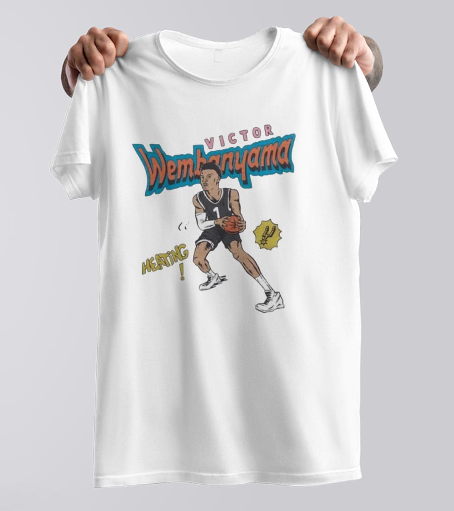 San Antonio Spurs Comic Book Victor Wembanyama Heating Basketball Player T-Shirt